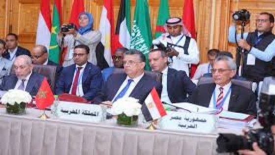 المؤتمر الصحفي لمجلس وزراء العدل العرب المنعقد صباح يومه الأحد 15 أكتوبر 2023، ببغداد،