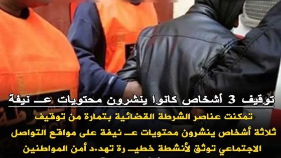 توقيف 3 أشخاص كانوا ينشرون محتويات عـ.نيفة على مواقع التواصل بتمارة